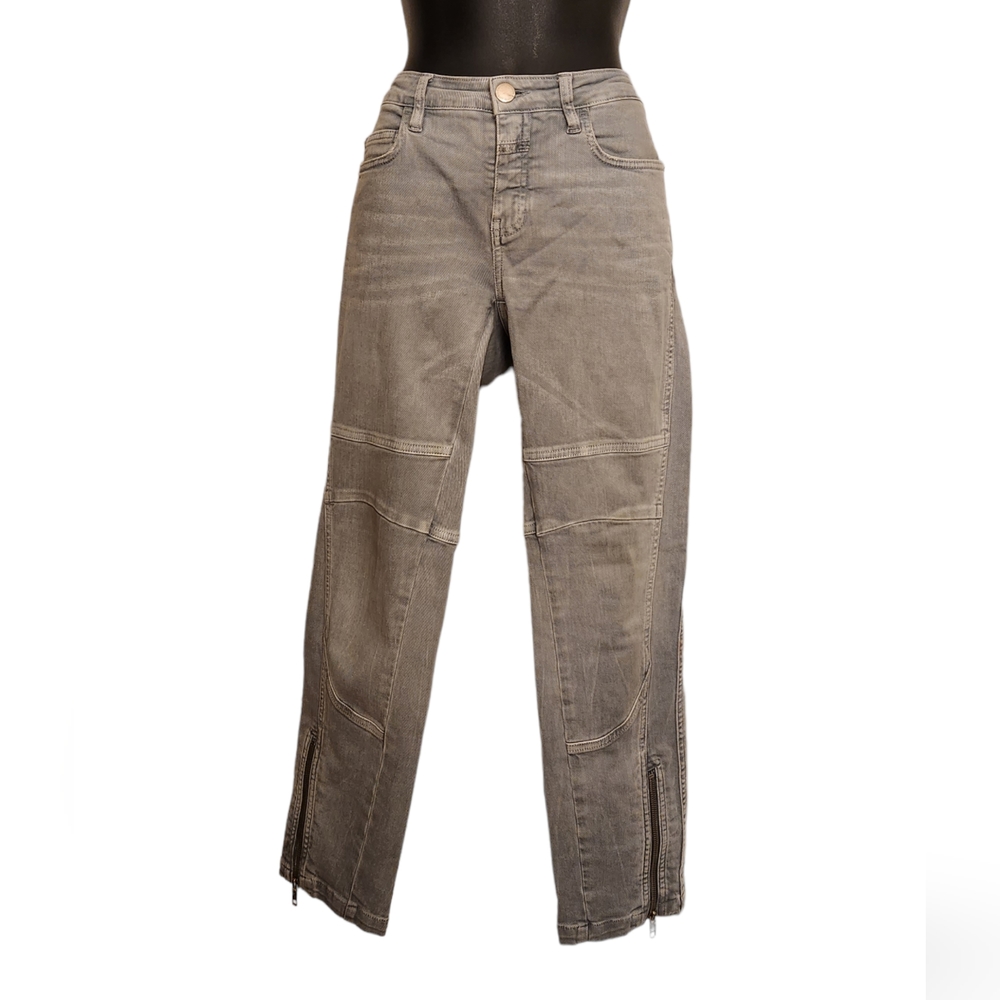Anthropologie Closed Light Gray Moto Ankle Zipper Jeans Size 29